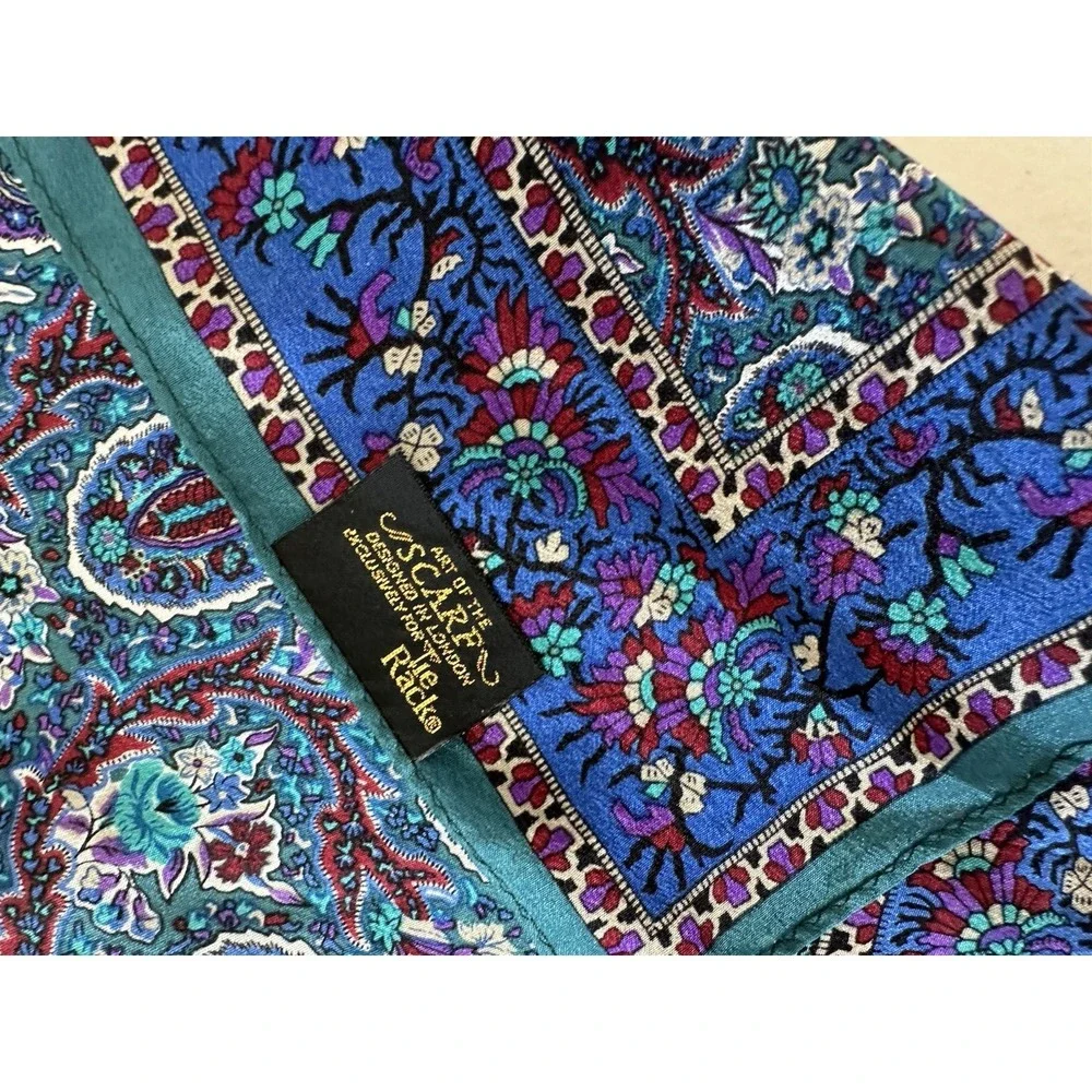 Lot Art of the Scarf Tie Rack Silk Scarf Multicolor Paisley Square Echo‎ Oblong
